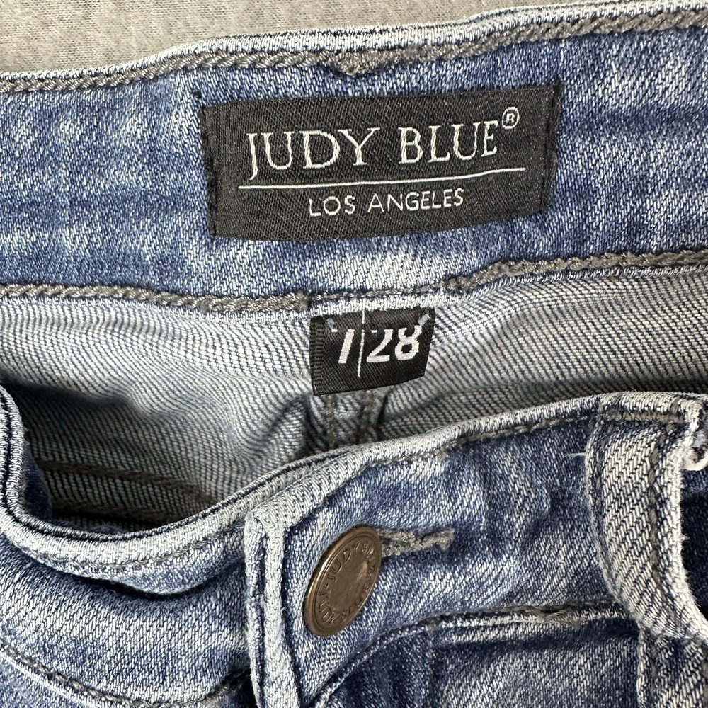 Judy Blue Jeans Womens 7/28 Boyfriend Fit Distressed Ripped Stretch JB82169LT - Picture 3 of 12